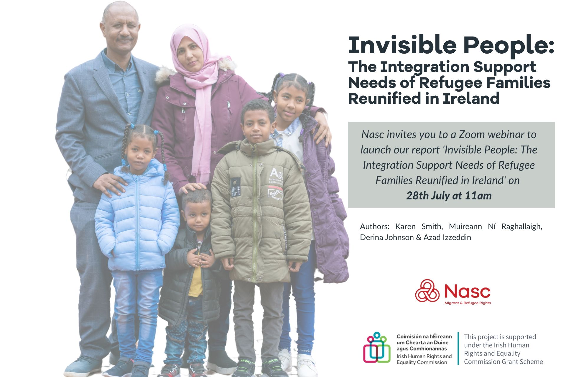 Invitation to attend Invisible People launch - depicts family standing together