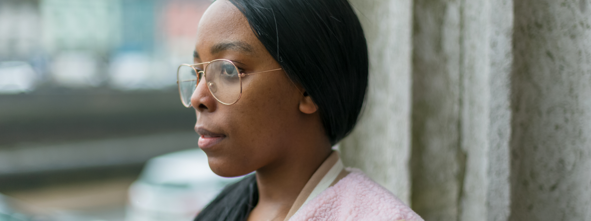 Close up photo of a young woman's profile