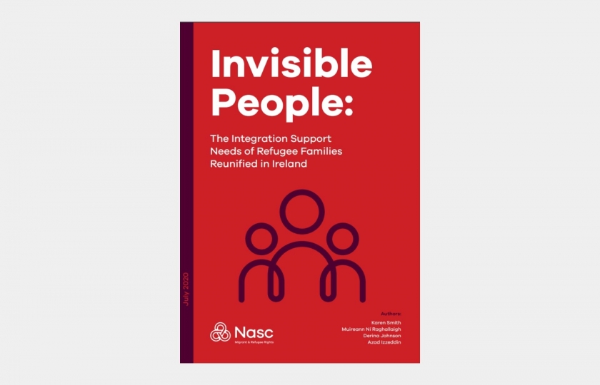 Cover of Invisible People report (abstract design on red background)