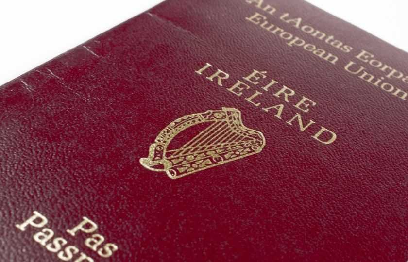 Photo of front cover of Irish passport
